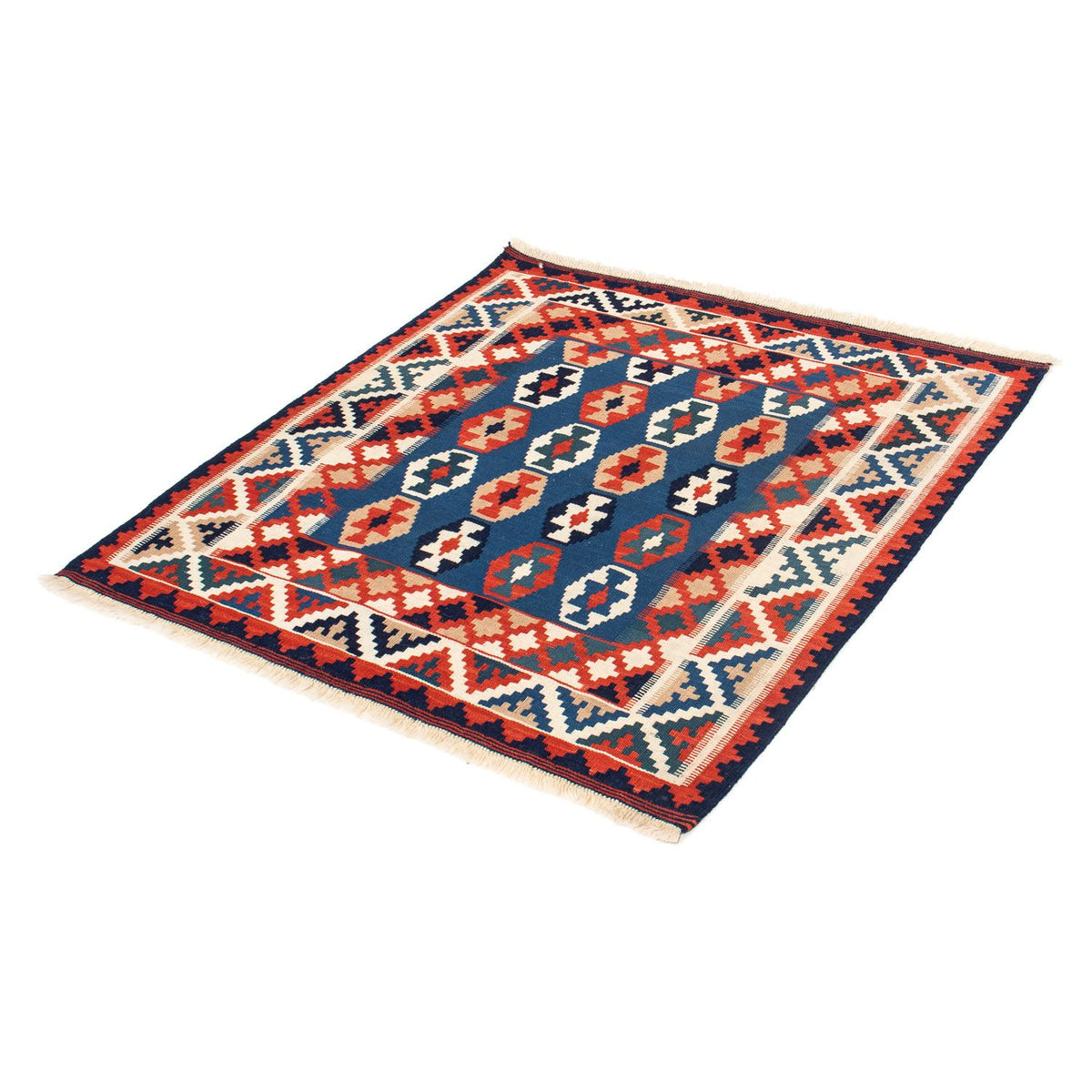 Tappeto Kelim - Orientale quadrato  - 103 x 102 cm - blu scuro