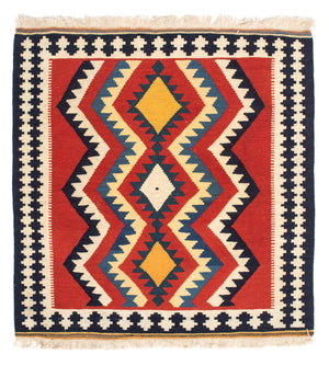 Tappeto Kelim - Orientale quadrato  - 100 x 97 cm - rosso