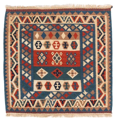 Tappeto Kelim - Orientale quadrato  - 102 x 100 cm - blu