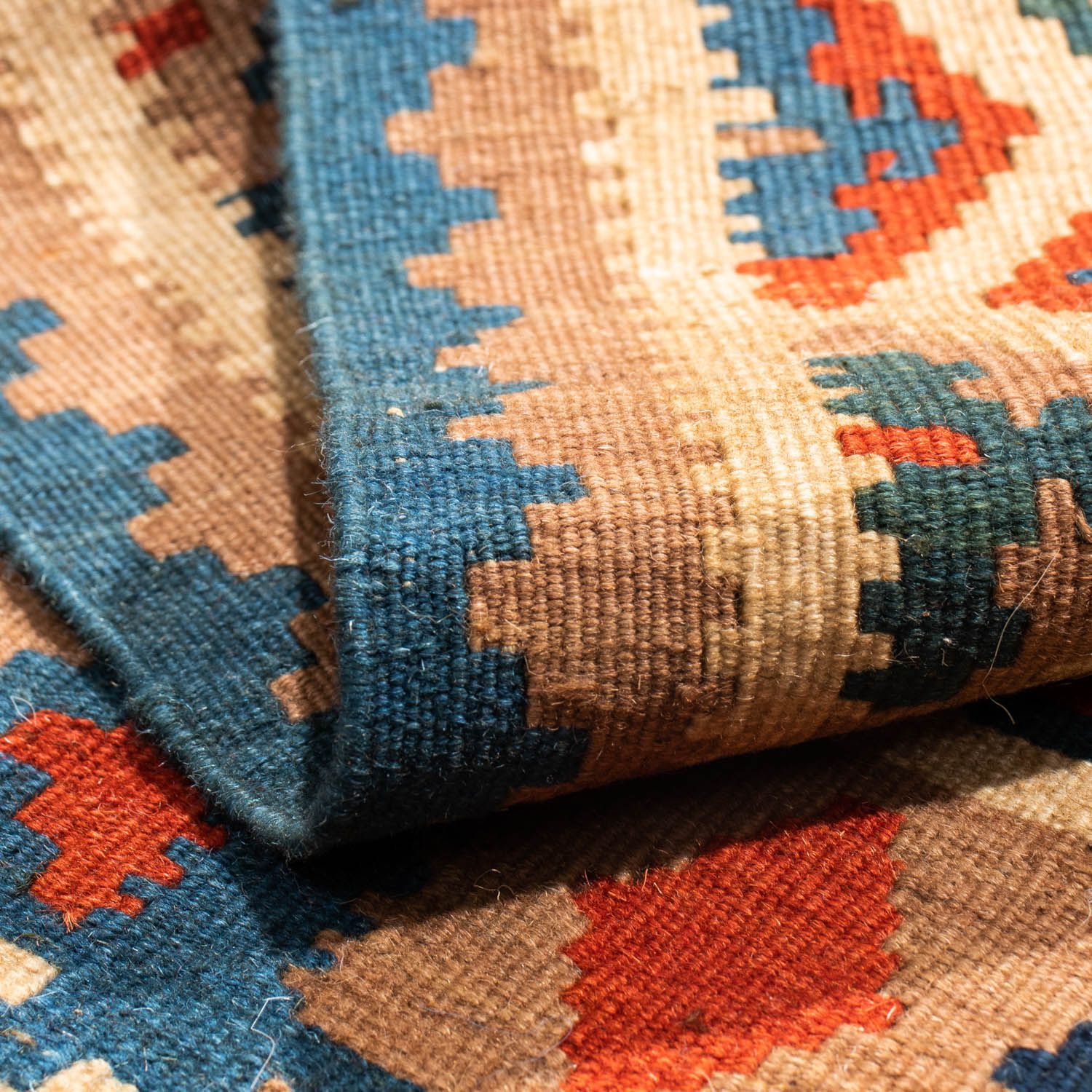 Tappeto Kelim - Orientale quadrato  - 102 x 100 cm - blu