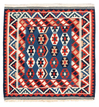 Tappeto Kelim - Orientale quadrato  - 105 x 105 cm - blu scuro