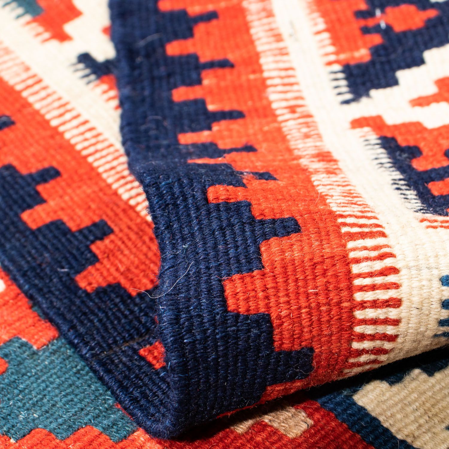 Tappeto Kelim - Orientale quadrato  - 105 x 105 cm - blu scuro