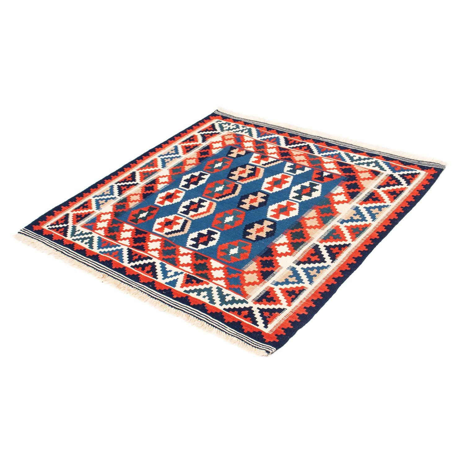 Tappeto Kelim - Orientale quadrato  - 105 x 105 cm - blu scuro