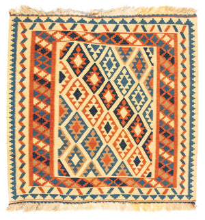 Tappeto Kelim - Orientale quadrato  - 103 x 100 cm - beige