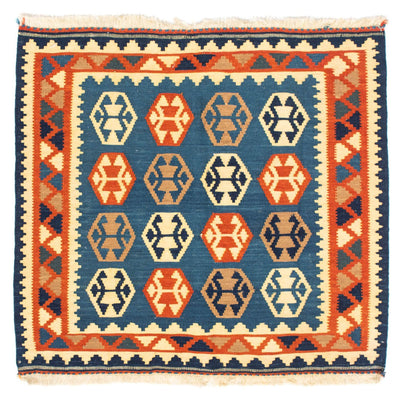 Tappeto Kelim - Orientale quadrato  - 102 x 95 cm - blu scuro