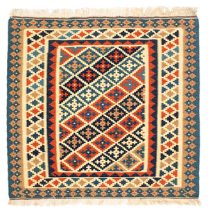 Tappeto Kelim - Orientale quadrato  - 107 x 101 cm - beige