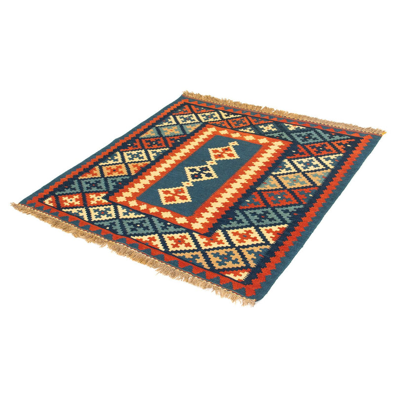 Tappeto Kelim - Orientale quadrato  - 100 x 100 cm - blu scuro