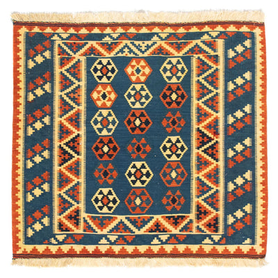 Tappeto Kelim - Orientale quadrato  - 105 x 103 cm - blu scuro