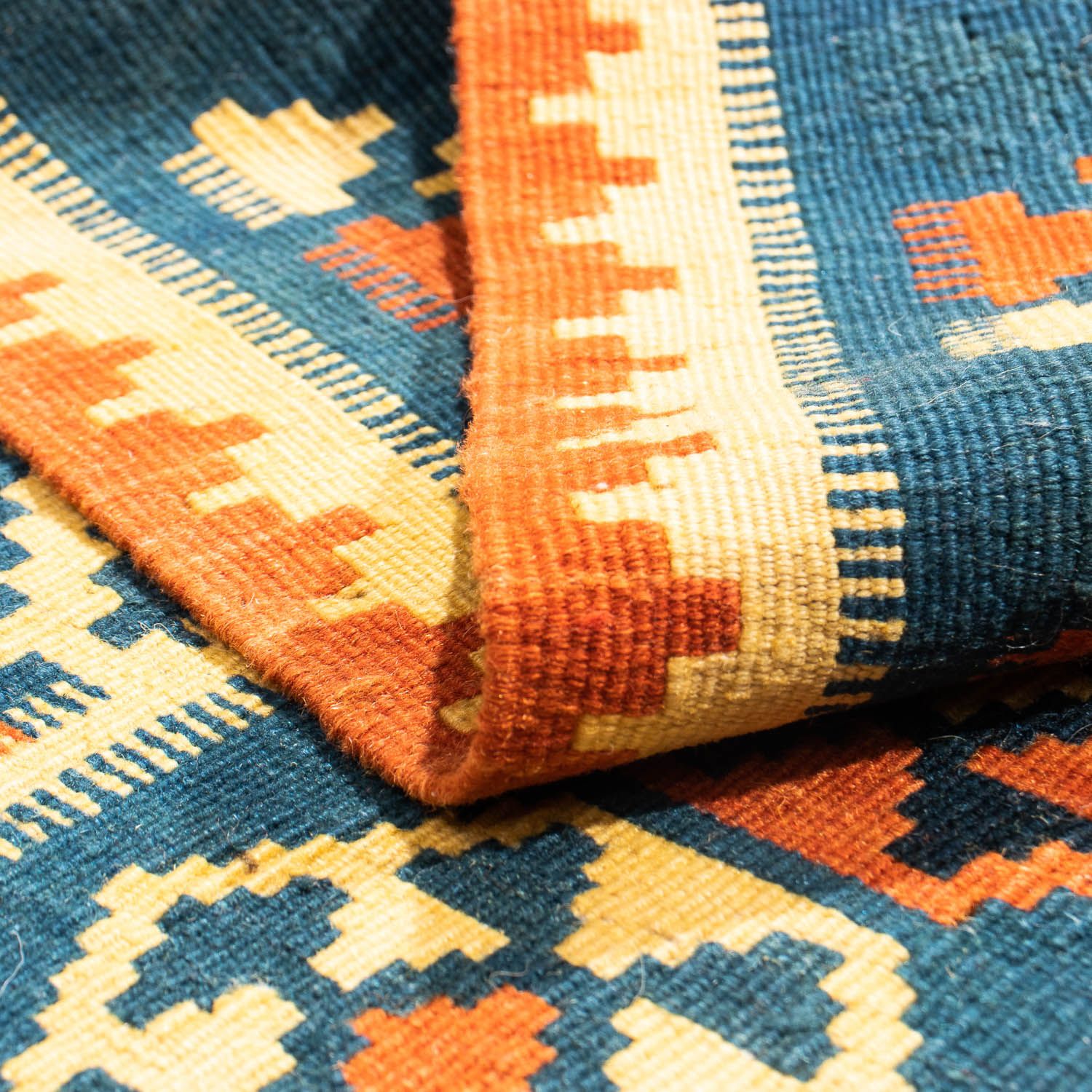Tappeto Kelim - Orientale quadrato  - 105 x 103 cm - blu scuro