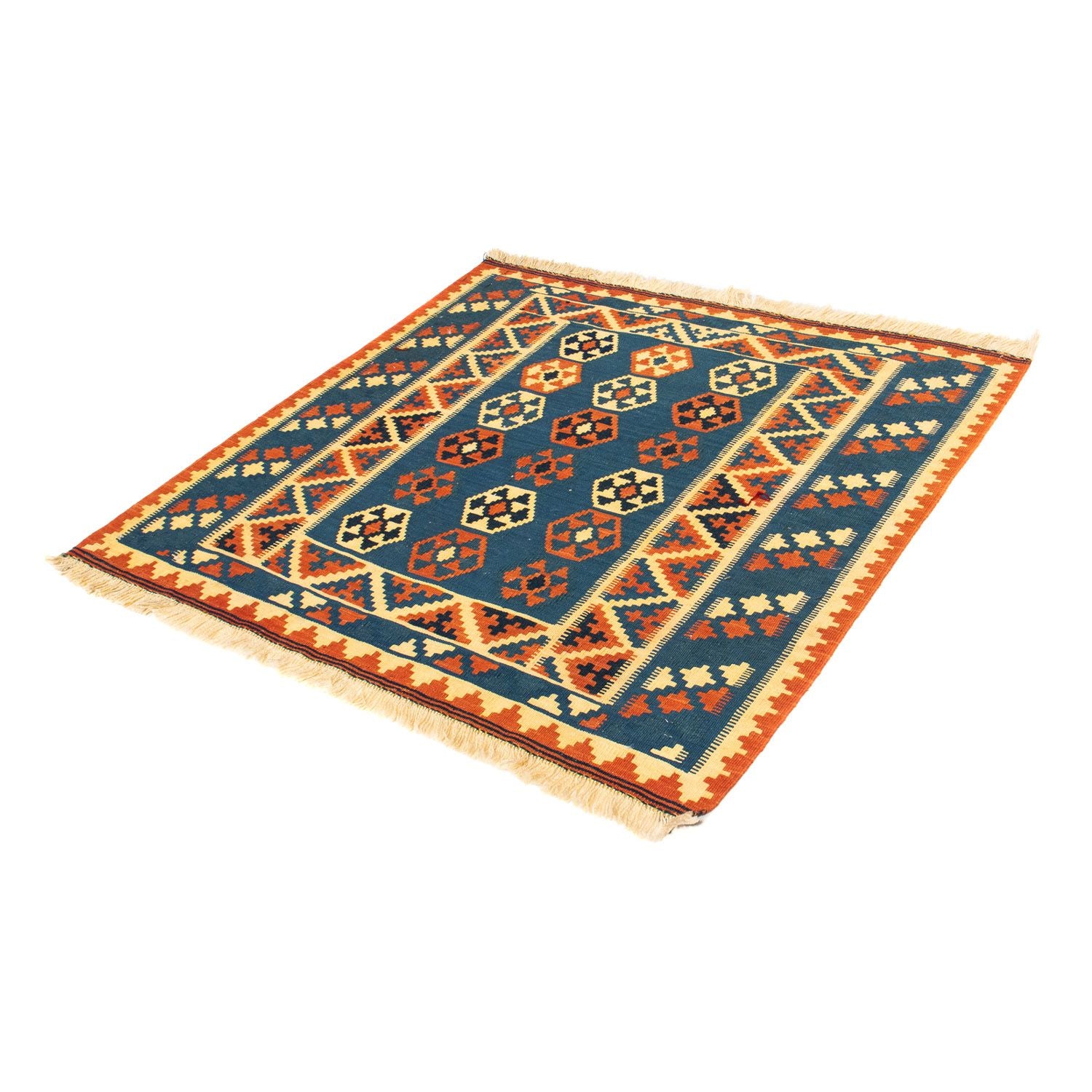 Tappeto Kelim - Orientale quadrato  - 105 x 103 cm - blu scuro