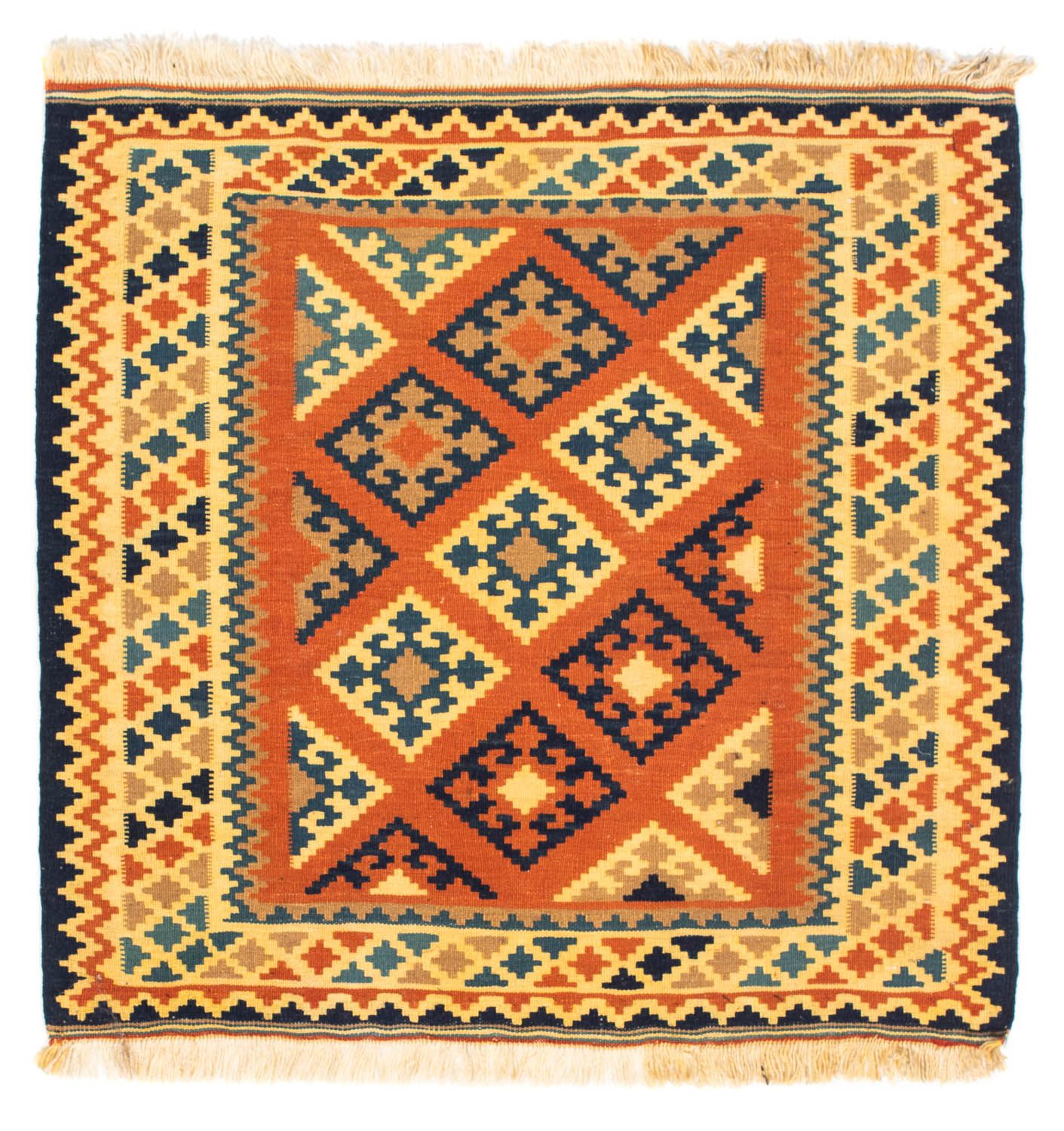 Tappeto Kelim - Orientale quadrato  - 103 x 100 cm - ruggine