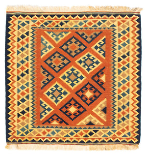 Tappeto Kelim - Orientale quadrato  - 103 x 100 cm - ruggine