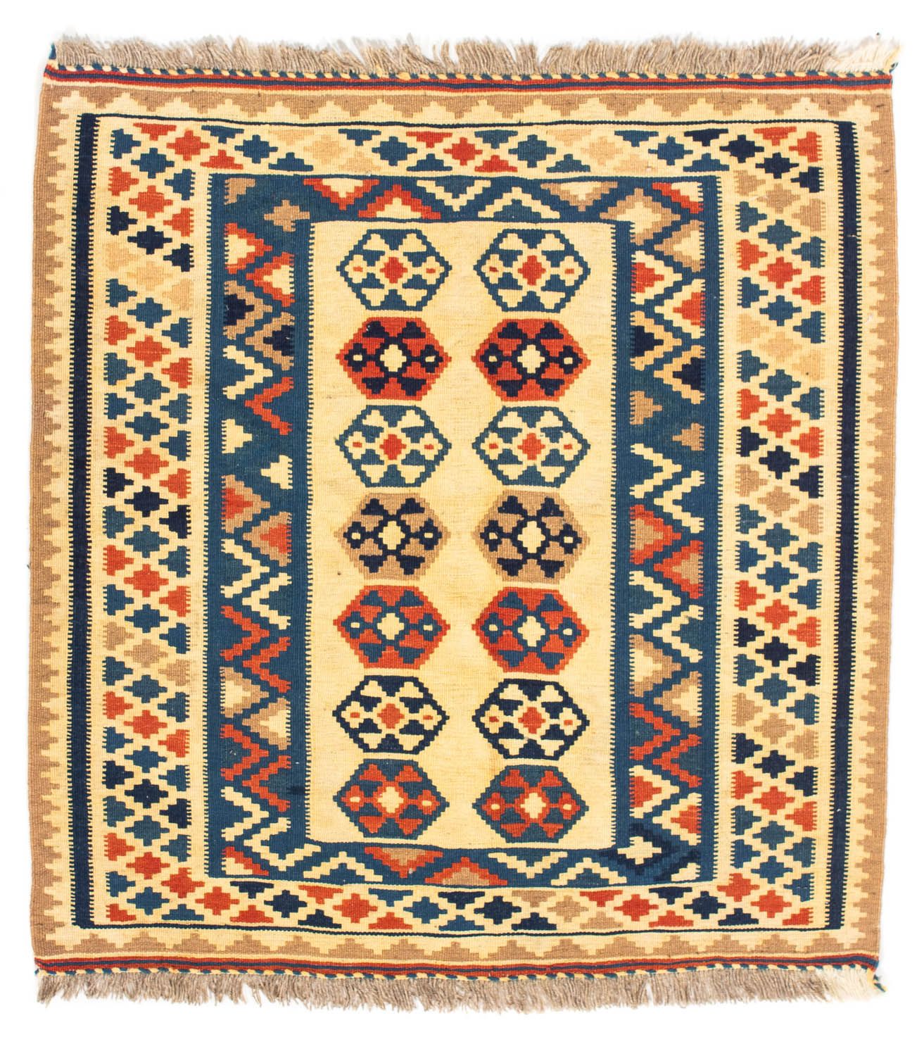 Tappeto Kelim - Orientale quadrato  - 103 x 100 cm - beige
