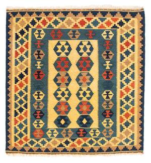 Tappeto Kelim - Orientale quadrato  - 101 x 95 cm - oro