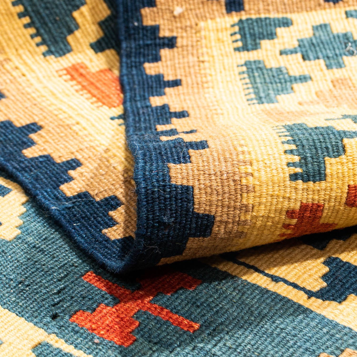 Tappeto Kelim - Orientale quadrato  - 101 x 95 cm - oro