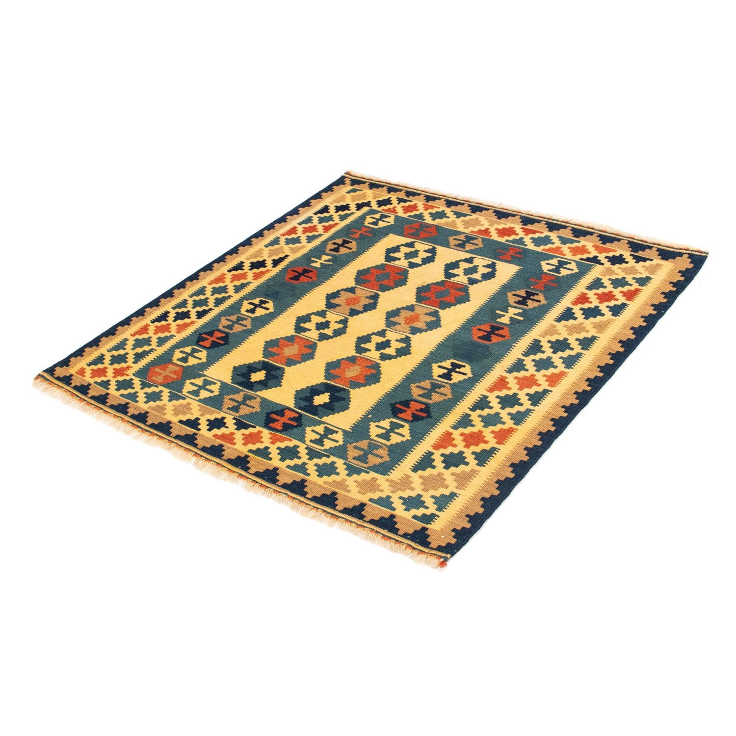 Tappeto Kelim - Orientale quadrato  - 101 x 95 cm - oro