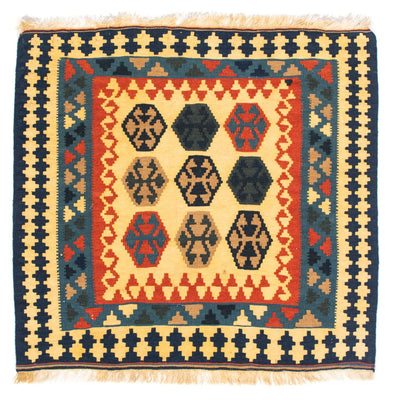 Tappeto Kelim - Orientale quadrato  - 103 x 100 cm - blu scuro