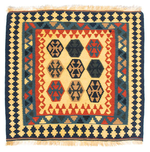 Tappeto Kelim - Orientale quadrato  - 103 x 100 cm - blu scuro