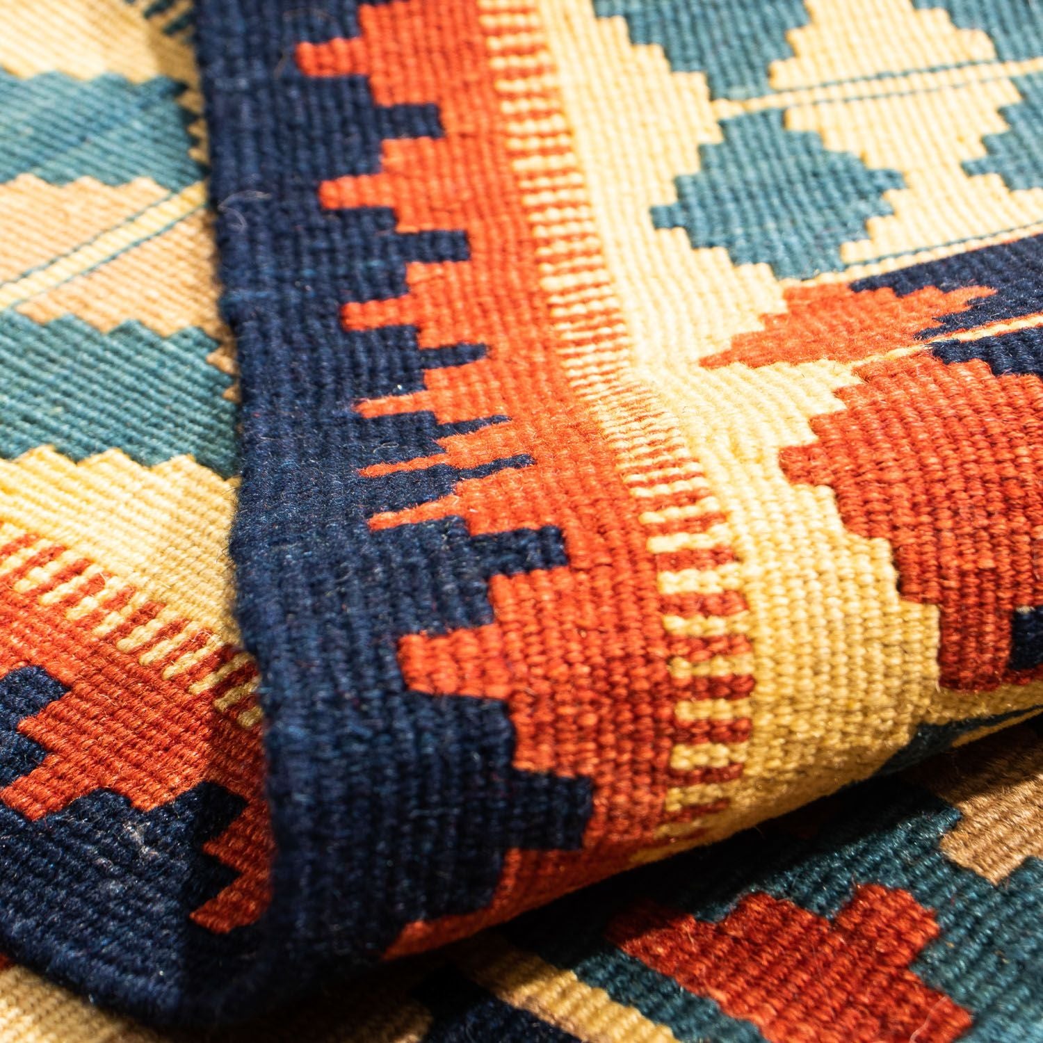 Tappeto Kelim - Orientale quadrato  - 100 x 100 cm - blu