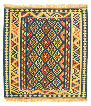 Tappeto Kelim - Orientale quadrato  - 107 x 100 cm - blu scuro