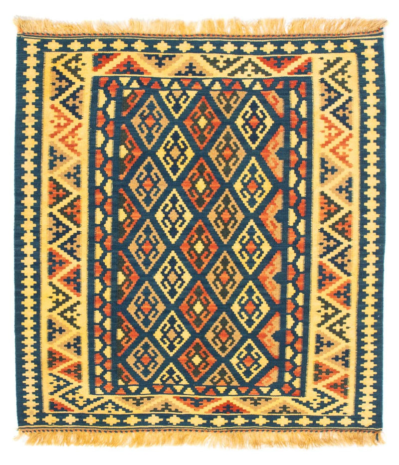 Tappeto Kelim - Orientale quadrato  - 107 x 100 cm - blu scuro