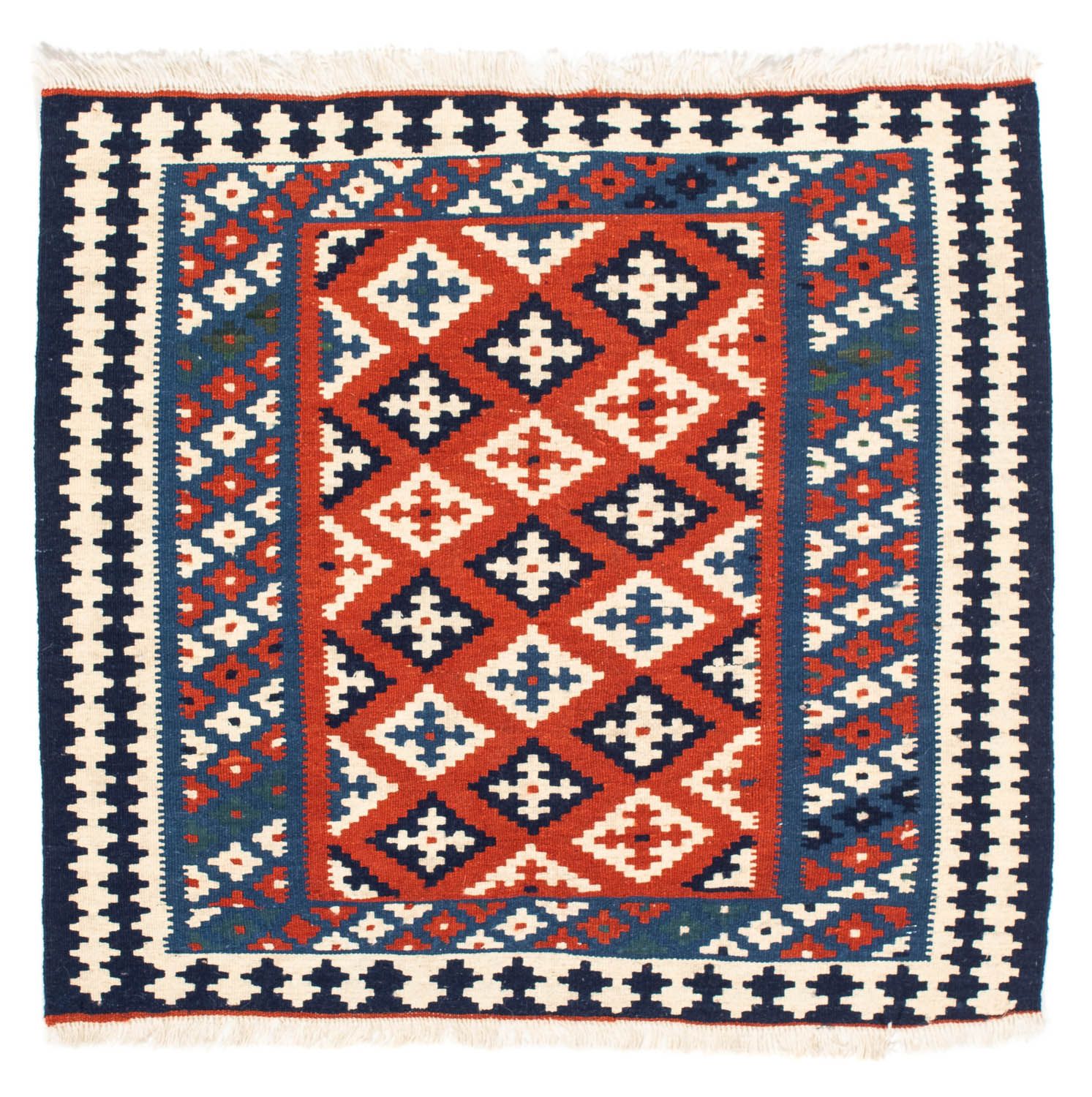 Tappeto Kelim - Orientale quadrato  - 103 x 100 cm - blu scuro