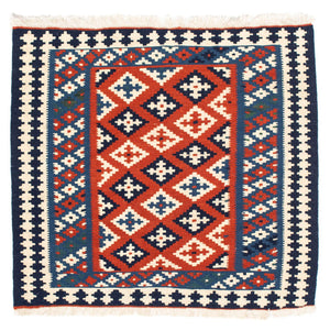 Tappeto Kelim - Orientale quadrato  - 103 x 100 cm - blu scuro