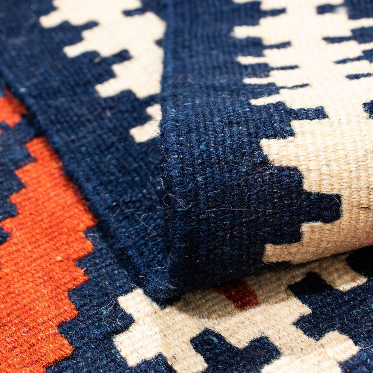 Tappeto Kelim - Orientale quadrato  - 103 x 100 cm - blu scuro