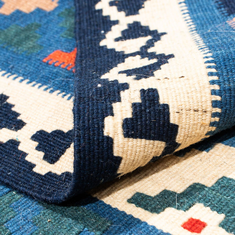 Tappeto Kelim - Orientale quadrato  - 103 x 102 cm - blu chiaro