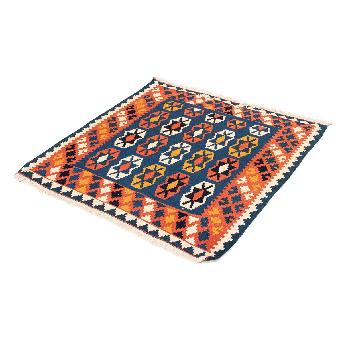 Tappeto Kelim - Orientale quadrato  - 100 x 96 cm - blu scuro