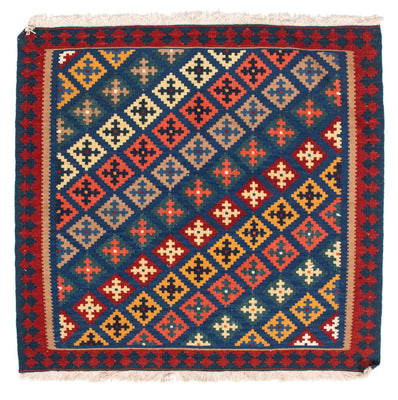 Tappeto Kelim - Orientale quadrato  - 108 x 100 cm - blu scuro