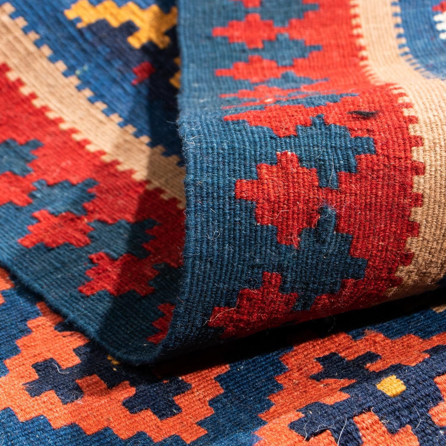 Tappeto Kelim - Orientale quadrato  - 108 x 100 cm - blu scuro
