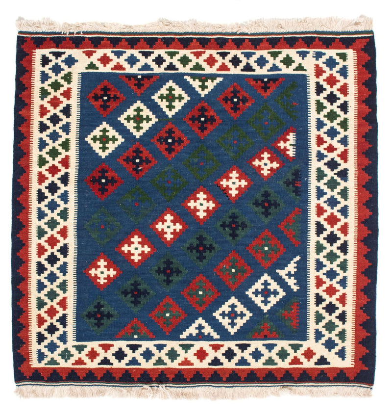 Tappeto Kelim - Orientale quadrato  - 100 x 100 cm - blu scuro