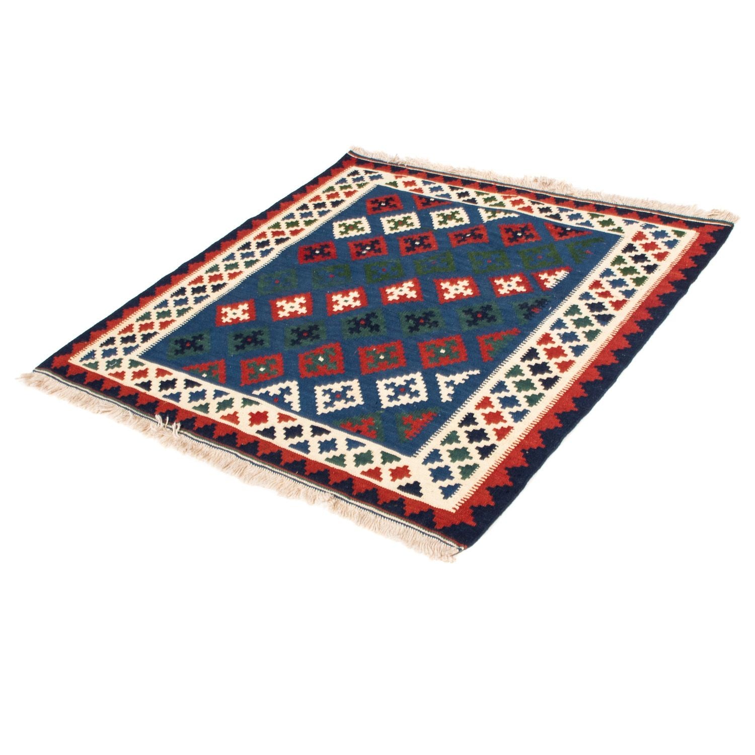 Tappeto Kelim - Orientale quadrato  - 100 x 100 cm - blu scuro