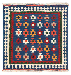 Tappeto Kelim - Orientale quadrato  - 104 x 100 cm - blu scuro