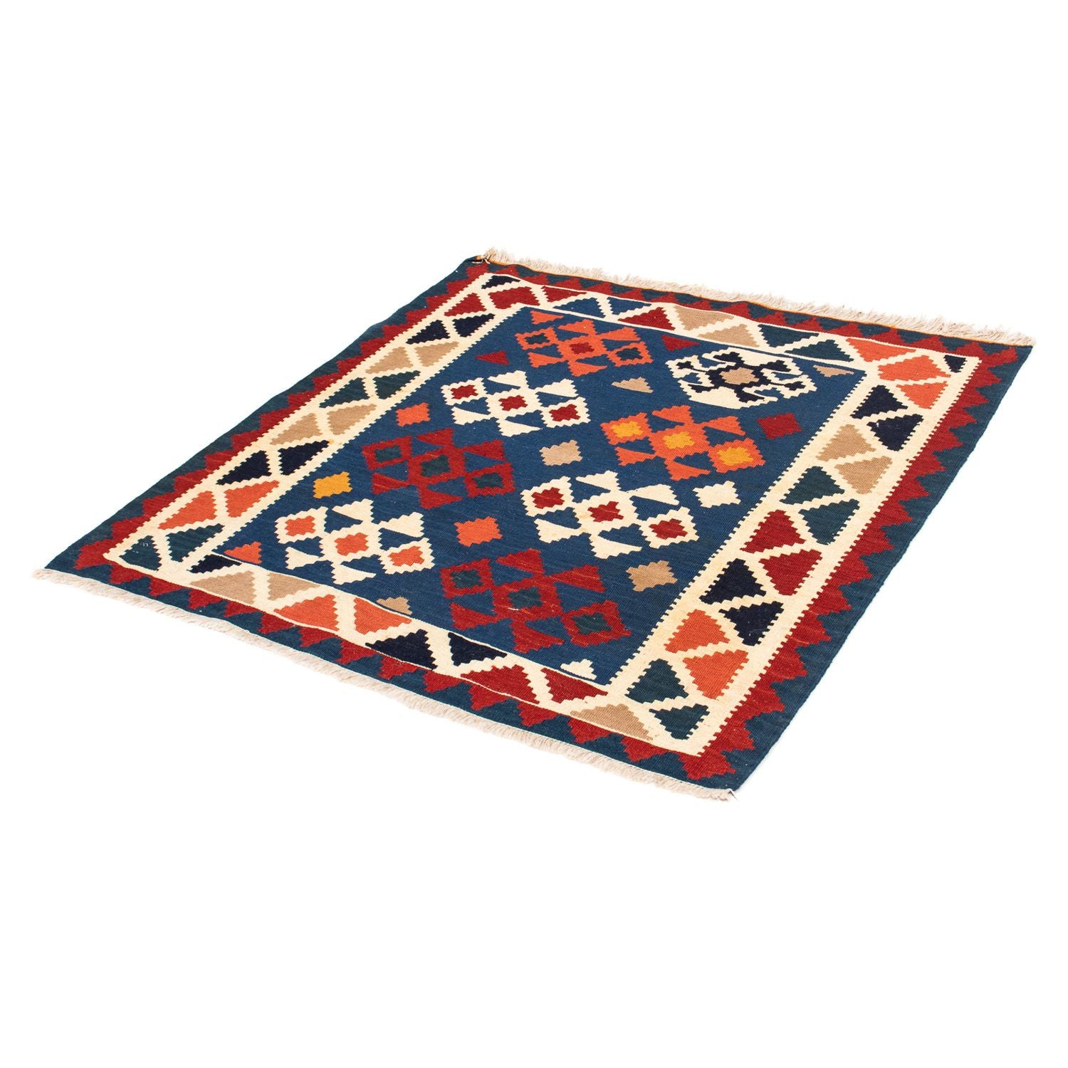 Tappeto Kelim - Orientale quadrato  - 104 x 102 cm - blu scuro