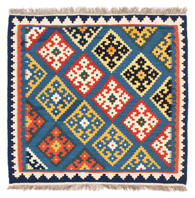 Tappeto Kelim - Orientale quadrato  - 103 x 93 cm - blu chiaro