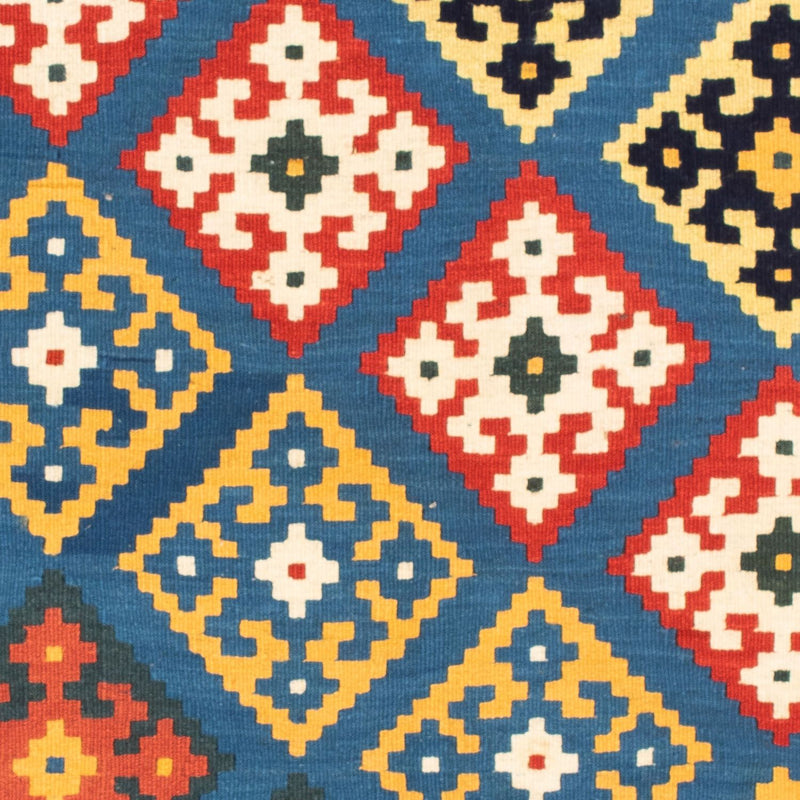 Tappeto Kelim - Orientale quadrato  - 103 x 93 cm - blu chiaro