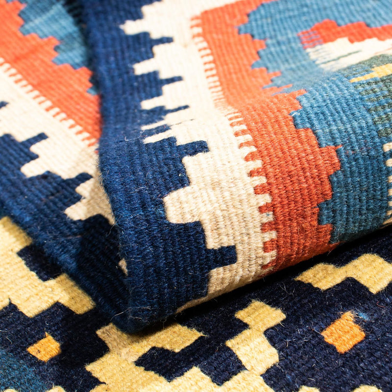 Tappeto Kelim - Orientale quadrato  - 103 x 93 cm - blu chiaro