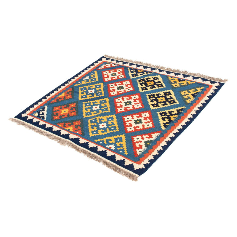 Tappeto Kelim - Orientale quadrato  - 103 x 93 cm - blu chiaro