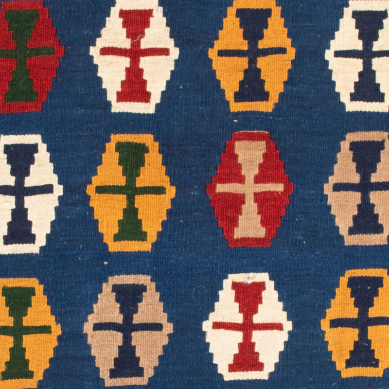 Tappeto Kelim - Orientale quadrato  - 96 x 96 cm - blu scuro