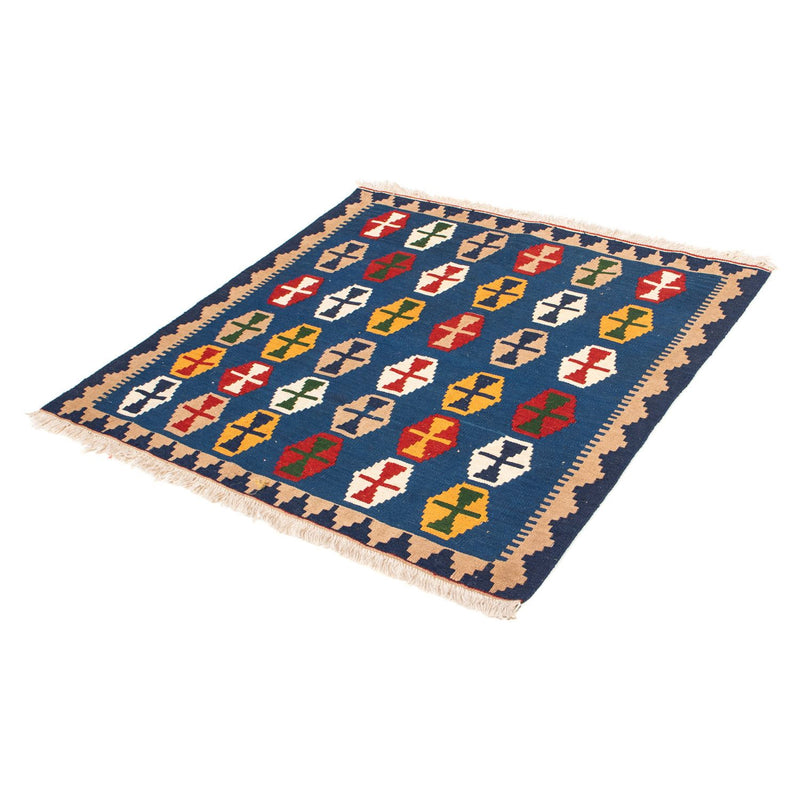 Tappeto Kelim - Orientale quadrato  - 96 x 96 cm - blu scuro