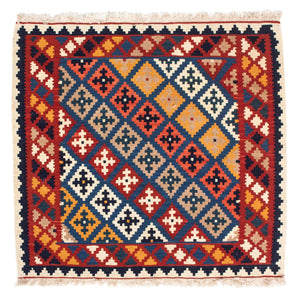 Tappeto Kelim - Orientale quadrato  - 103 x 97 cm - blu scuro