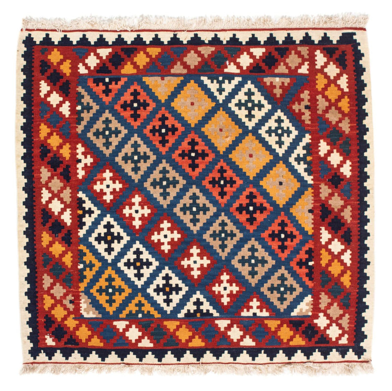 Tappeto Kelim - Orientale quadrato  - 103 x 97 cm - blu scuro