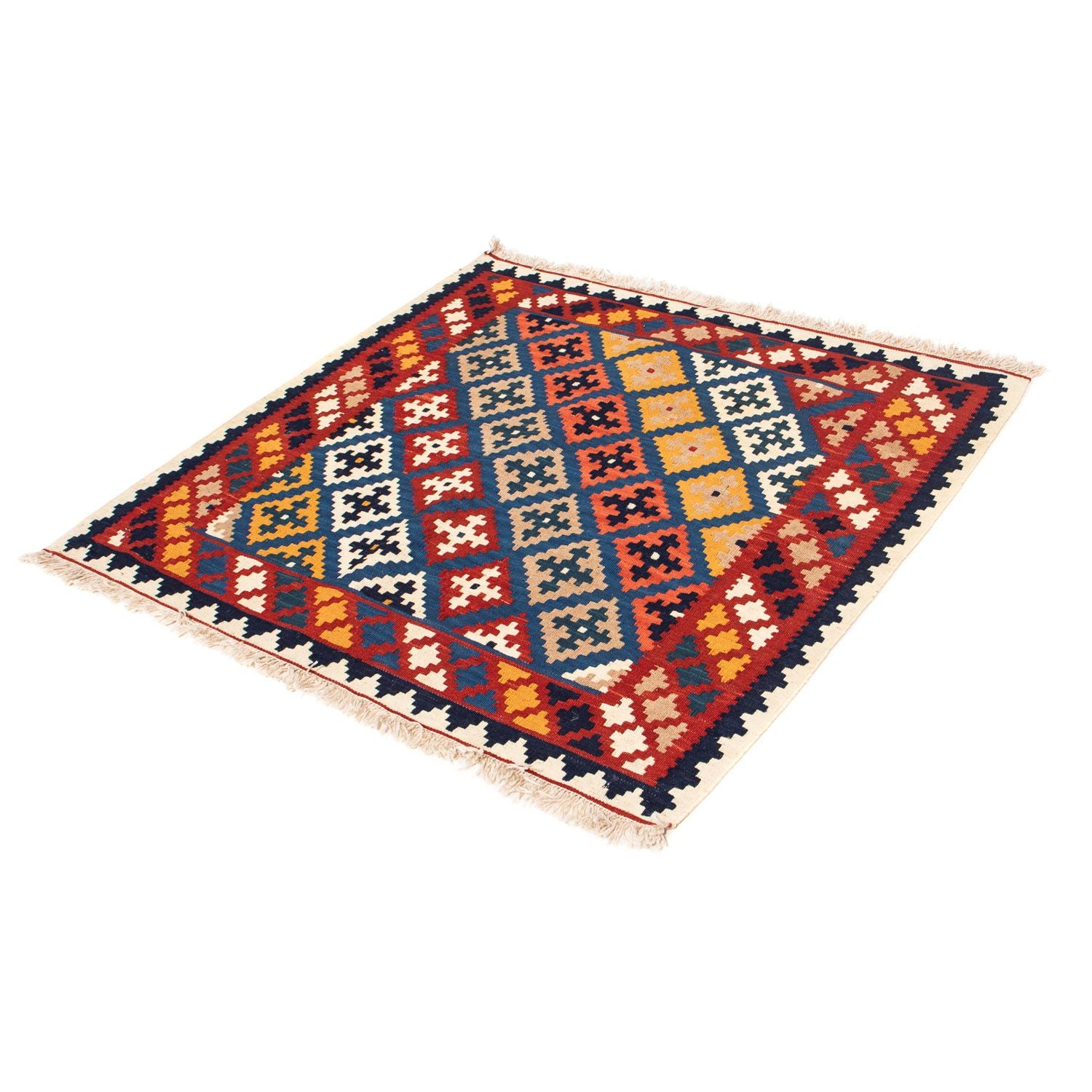 Tappeto Kelim - Orientale quadrato  - 103 x 97 cm - blu scuro