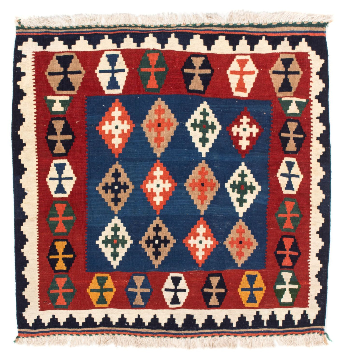 Tappeto Kelim - Orientale quadrato  - 100 x 96 cm - blu scuro