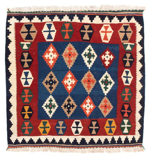 Tappeto Kelim - Orientale quadrato  - 100 x 96 cm - blu scuro