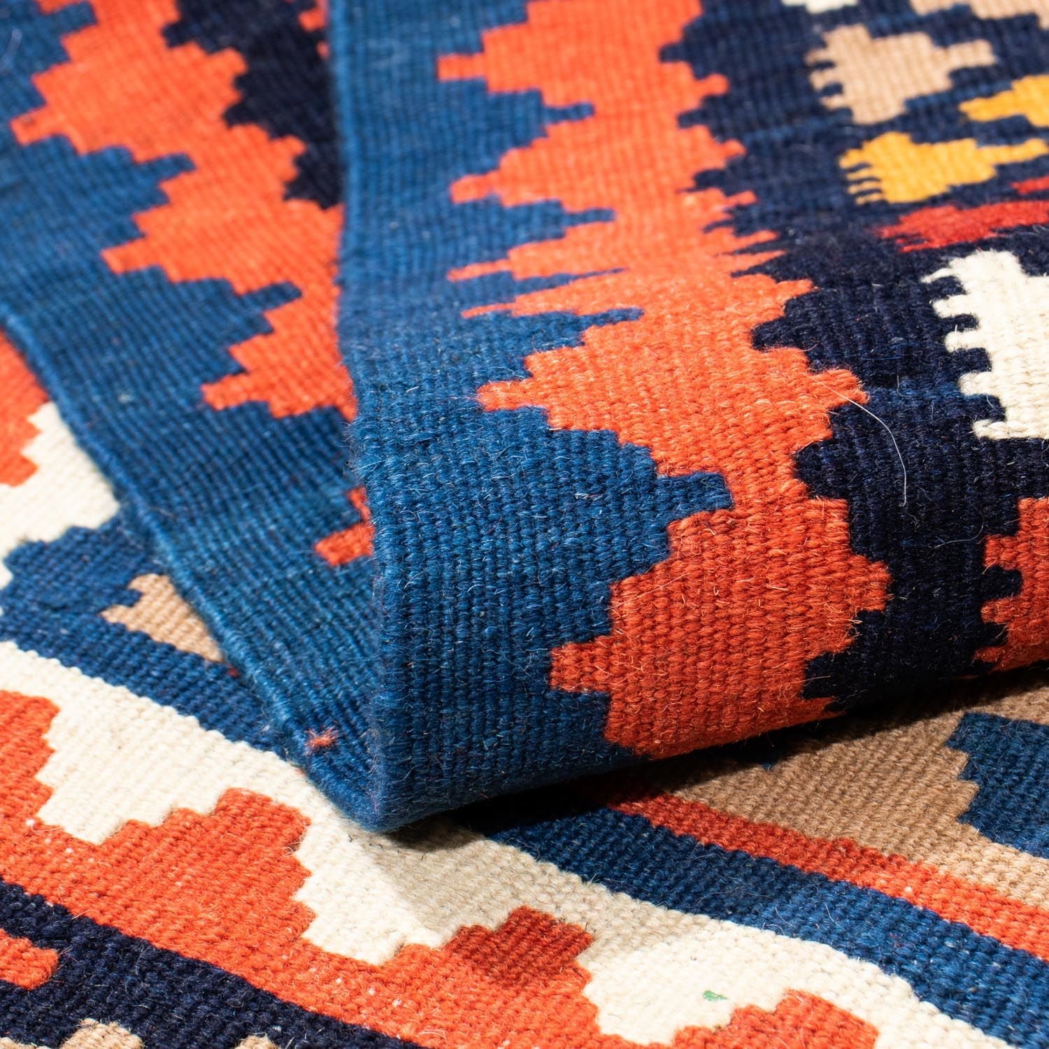Tappeto Kelim - Orientale quadrato  - 102 x 100 cm - blu