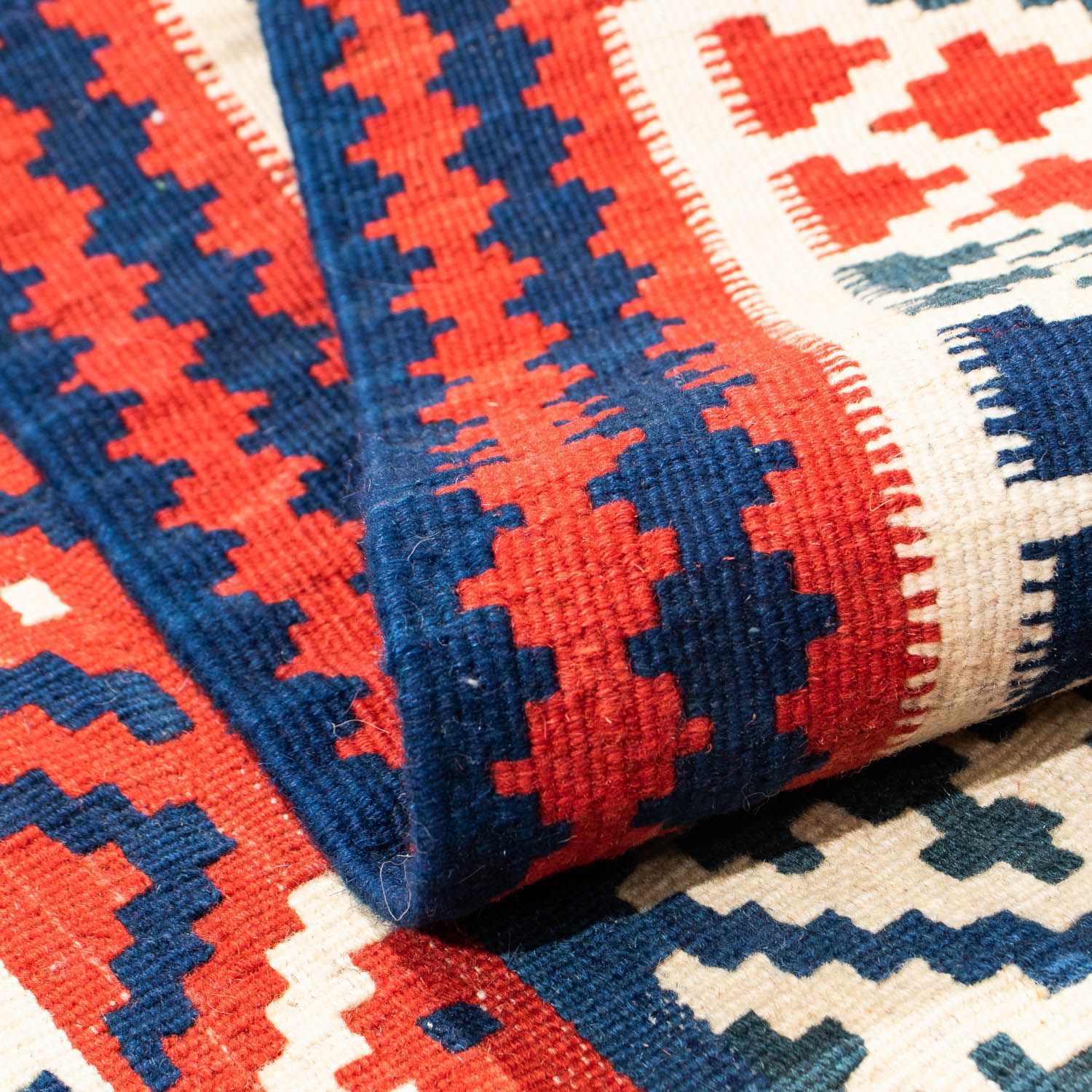Tappeto Kelim - Orientale quadrato  - 100 x 95 cm - blu scuro