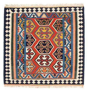Tappeto Kelim - Orientale quadrato  - 105 x 103 cm - rosso